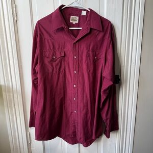 Vintage ELY Cattleman Burgundy Pearl Snap Western Shirt